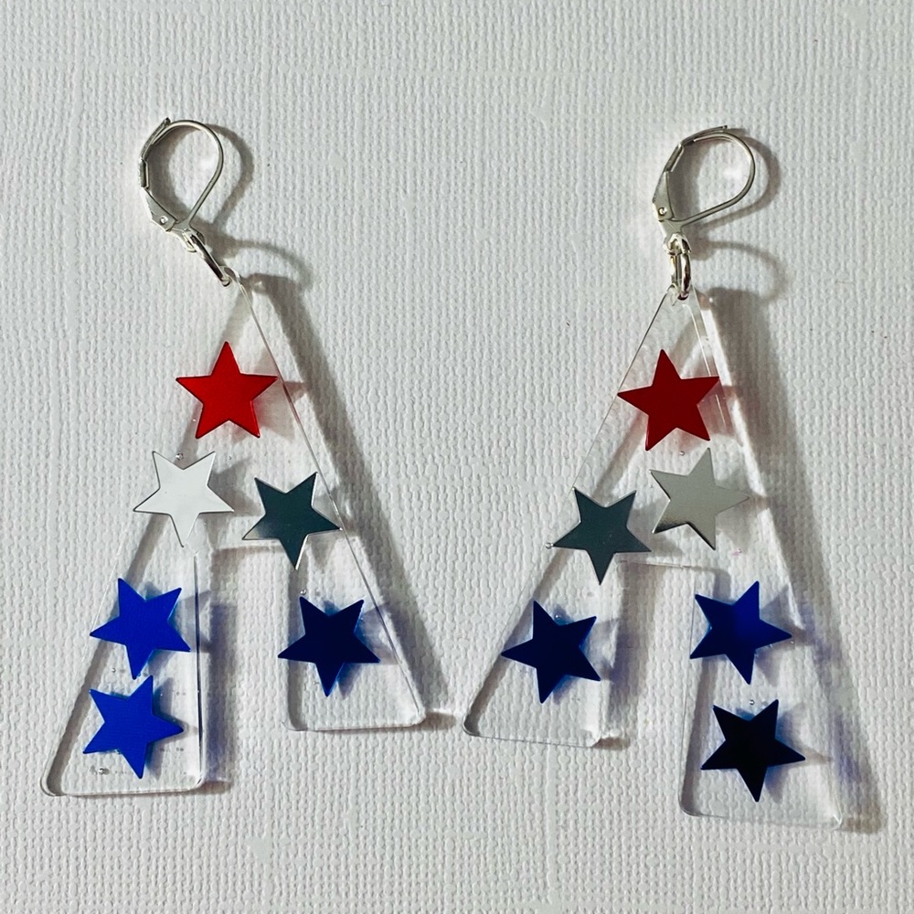 Red, White and Blue Handmade Resin Earrings